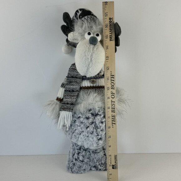 Handmade Gray Winter Moose Plush Decor Posable Hat Sweater Scarf Knit Hat 20" - Picture 9 of 11
